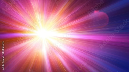 Bright abstract light burst with vibrant colors emanating from a central point, symbolizing energy and innovation