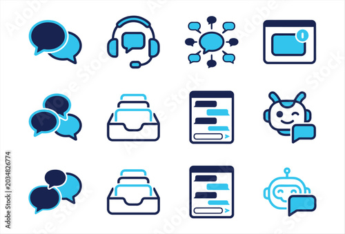 Message Icon Set – Modern Chat and Communication Vector Icons