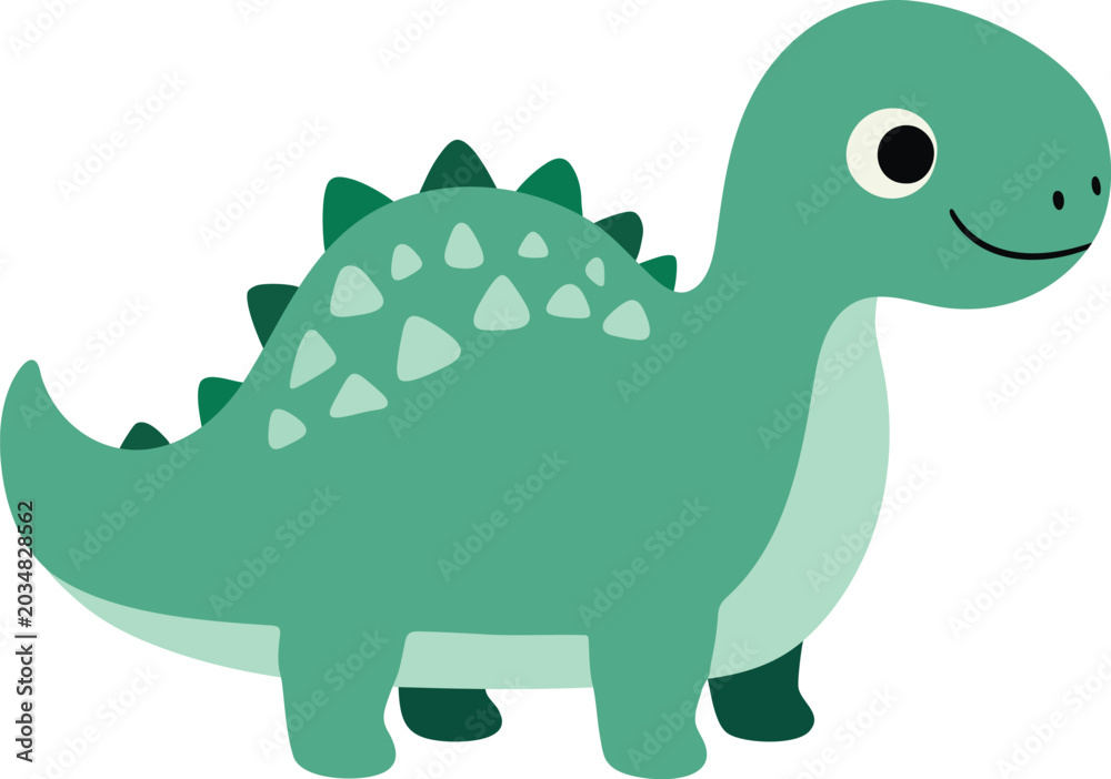 Naklejka premium Cute green stegosaurus dinosaur illustration