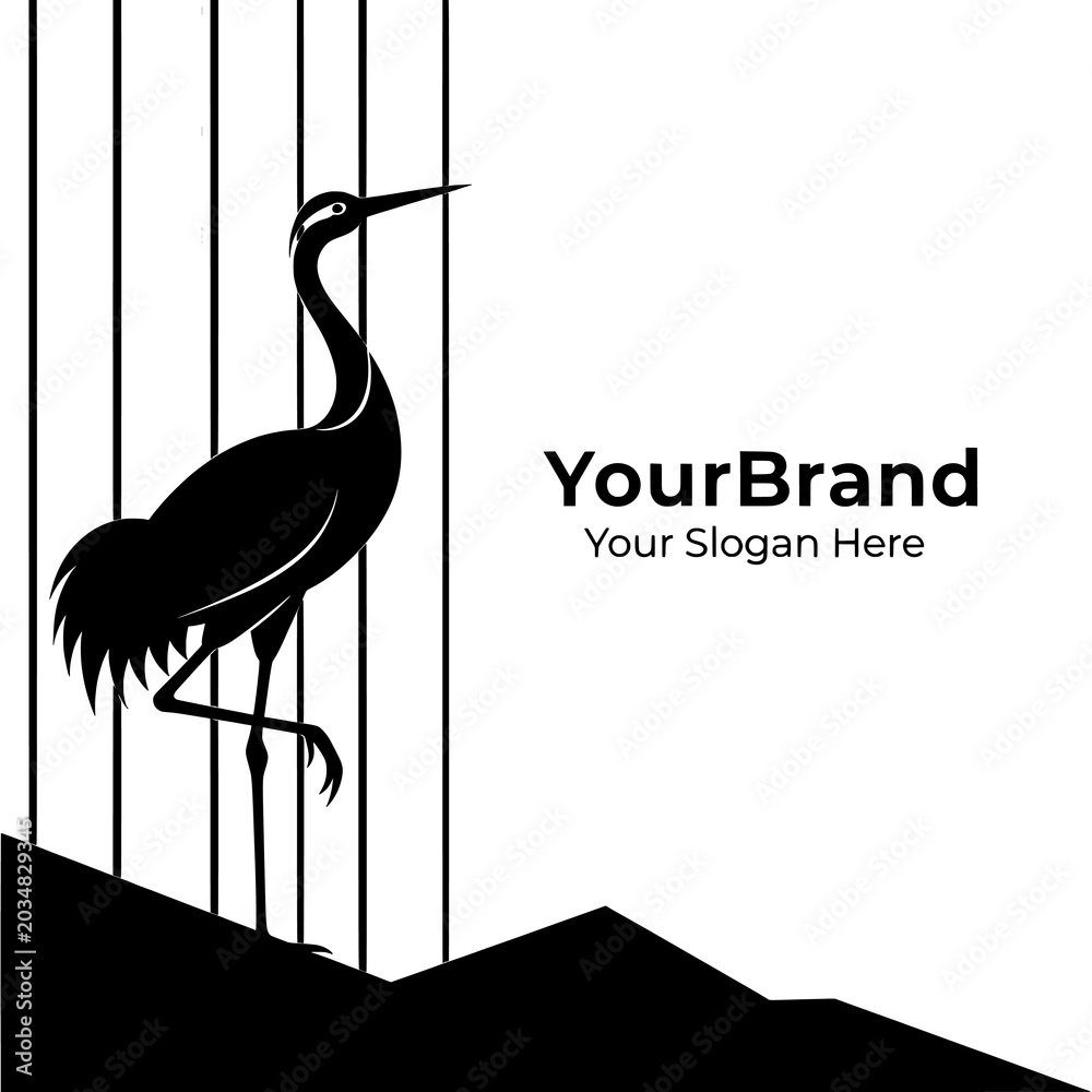 Fototapeta premium Stylized Crane Logo with Text