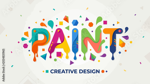 Colorful paint splash wordmark design with creative abstract shape.