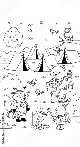 Camping Adventure Coloring Page