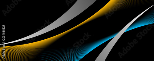 3D blue yellow lines techno abstract background overlap layer on dark space with silver waves decoration. Modern graphic design element stripes style concept. Vektor modern