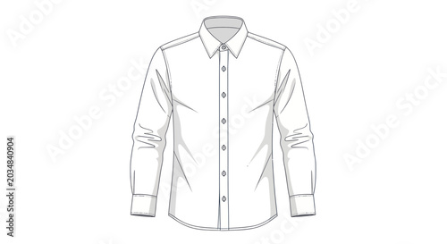 Fotografie Men's White Dress Shirt Fashion Illustration - Flat Design Template