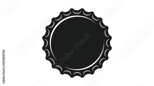 Bottle cap silhouette with serrated edge on a white background