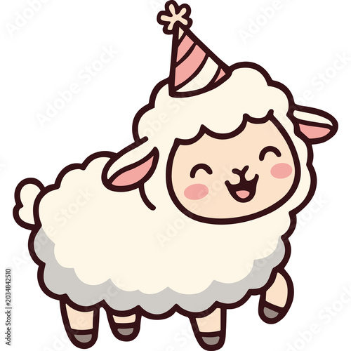 Cute Sheep With Party Hat