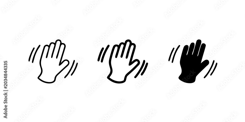 Fototapeta premium Waving Hand Icon Set with Motion Lines for Hello or Goodbye Concept Vector.