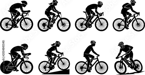 Photos Diverse skateboarder silhouettes in action poses on white background