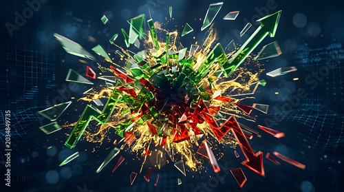 Abstract digital finance artwork with glowing market lines, money-inspired shapes, and futuristic trading energy. AI Generated.