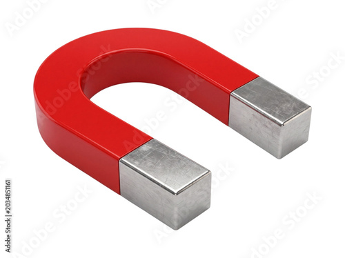 Obraz na płótnie Horseshoe magnet with silver poles on transparent background