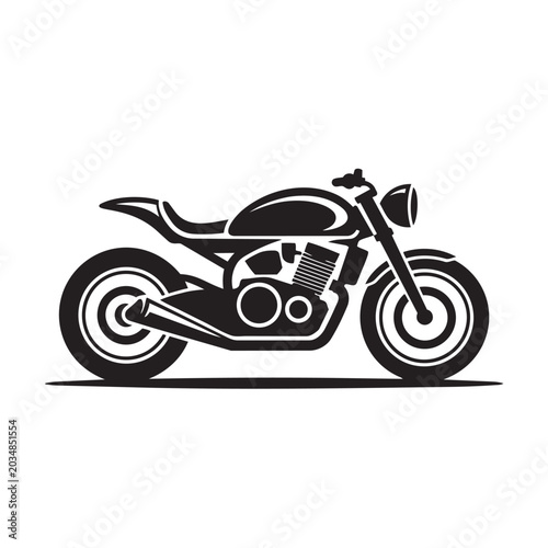 Konstfotografi Black and white silhouette illustration of a cafe racer motorcycle with two whee