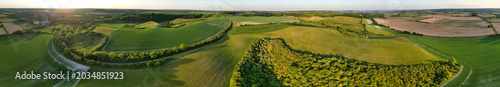 Fotografi High Angle View of British Countryside and Landscape of Bedfordshire England UK