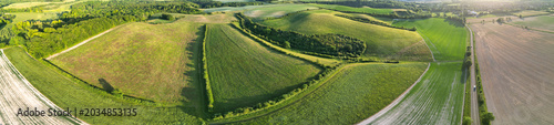 Fotografie High Angle View of British Countryside and Landscape of Bedfordshire England UK