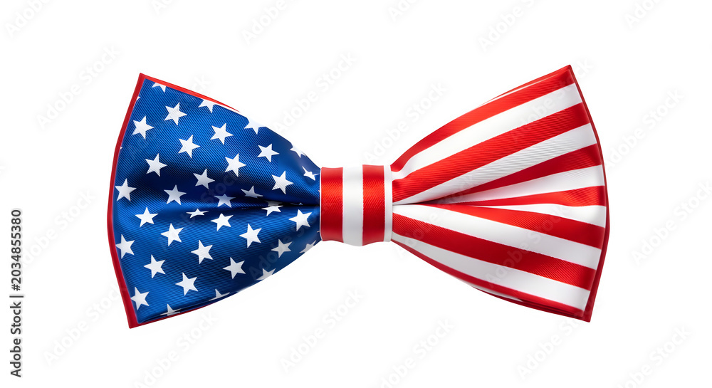 Fototapeta premium American flag bow tie isolated on transparent background