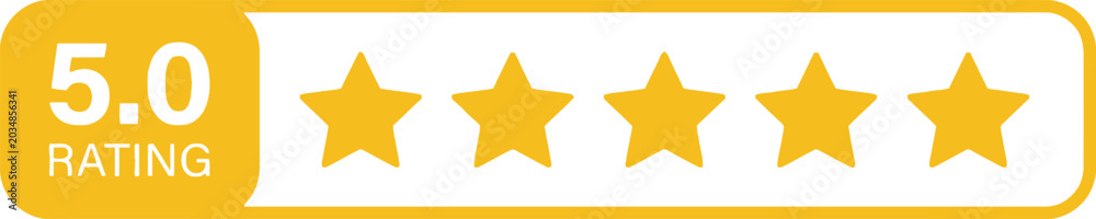 Obraz premium Five gold star rating graphic customer review assessment vector illustration