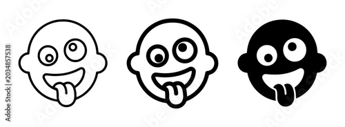 Fotografie Silly Face Icons, Goofy Expression Vector Set, Crazy Emoji Graphics, Playful Cha