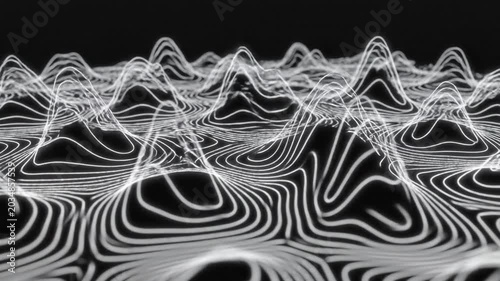 Abstract topographic wave motion with light contour lines