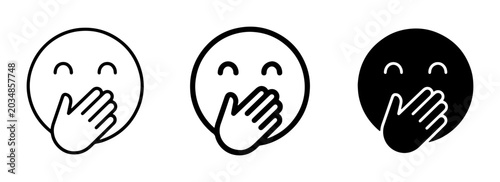 Bild auf Leinwand Embarrassed Emoji Icons, Shy Face Symbols, Discreet Expression Graphics, Muted E
