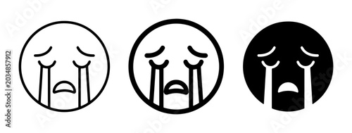 Canvas Print Crying Face Emoticon Icons, Sad Emoji Set, Tearful Expression Vector Graphics, E