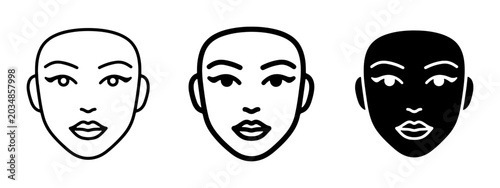 Quadro su tela Diverse Female Face Icons, Outline and Silhouette, Beauty and Cosmetics Graphics