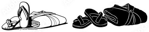 Fotografie biblical sandals and folded robes with ancient traveler garments minimalist desi