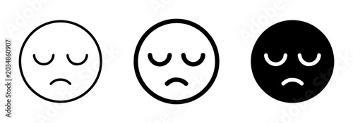 Fotografie Sad Face Emoticon Icons, Disappointed Emoji Vector Graphics, Negative Emotion Sy