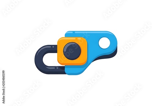 Isolated pixel art padlock icon with blue and orange colors representing security digital protection and cyber safety
