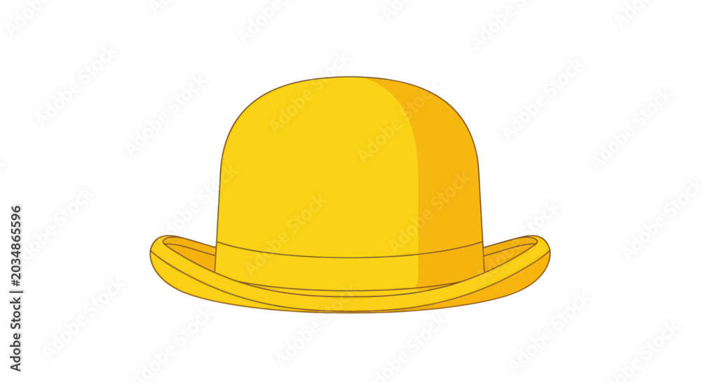 Fototapeta premium Bright Yellow Bowler Hat Isolated on White Background