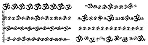Photos Om symbol seamless borders and Hindu sacred dividers in hand drawn doodle style