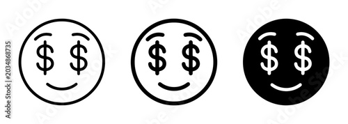Foto Money Eyes Emoji Icons: Wealth, Riches, and Financial Success Symbols