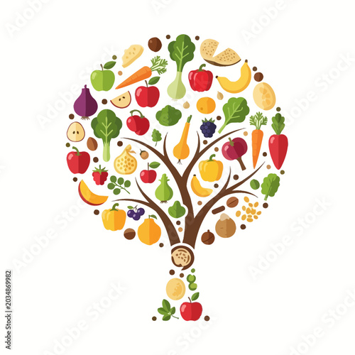 Foto Healthy Food Tree - Fruits and Vegetables Abundance