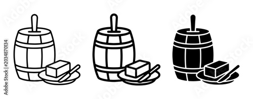 Bild auf Leinwand Butter Barrel Icons, Dairy Product Vector Graphics, Farm Fresh Food Illustration