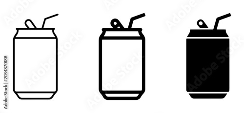 Foto Beverage Can Icons, Soda Pop Drink Container Vector Graphics, Refreshment Symbol