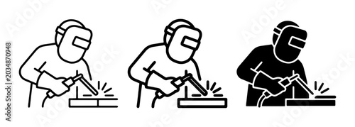 Tableau sur toile Welding Icons Set: Skilled Worker, Metal Fabrication, Industrial Process, Safety