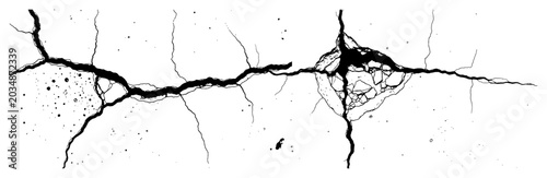Photos Deep crack and impact damage on a flat surface in a detailed grunge style