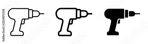 Photos Cordless Drill Icons, Power Tool Vector Graphics, Handyman Equipment Symbols, DI