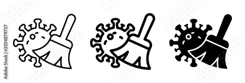 Photos Virus Cleaning Icons, Coronavirus Eradication Symbols, Disease Disinfection Grap