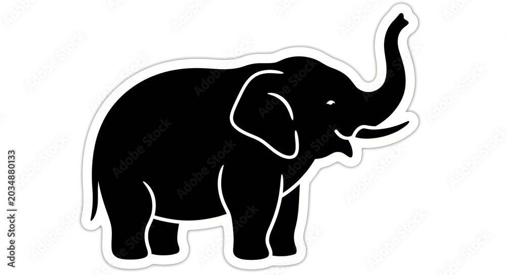 Obraz premium Black Elephant Silhouette Icon Graphic.