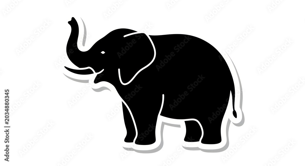 Obraz premium Black Elephant Silhouette Icon.