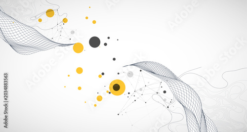 The abstract wave is made in a frame style. Template for science and technology presentation. Vector art.