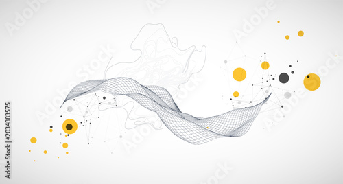 The abstract wave is made in a frame style. Template for science and technology presentation. Vector art.