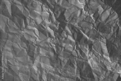 Crinkled paper with a highly textured surface on a plain transparent background