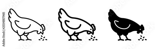 Schilderij op canvas Chicken Icons Set, Farm Bird Graphics, Poultry Vector Art, Simple Hen Illustrati