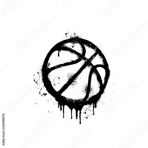 Basketball Ball Graffiti Stencil Vector Silhouette Design Isolated On White Background