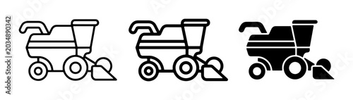 Foto Combine Harvester Icons Set, Agricultural Machinery Vector Graphics, Farm Equipm