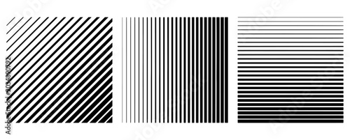 Obraz na plátně Abstract black and white striped patterns with varying line orientations and den