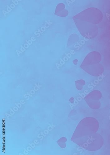 Light Blue to Pale Violet Gradient Background with Faded Hearts