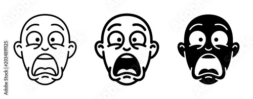 Fotografie Scared Face Icons, Shocked Expression Vector Art, Fearful Emotion Symbols, Three