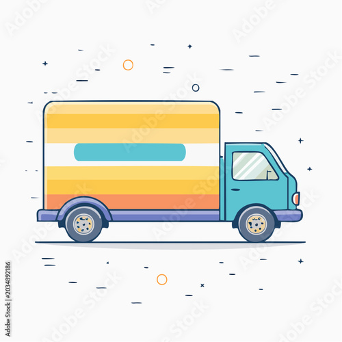Illustration of a colorful delivery truck