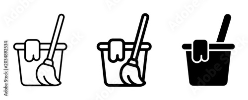 Fotografija Cleaning Bucket and Mop Icons Set, Household Chores Vector Graphics, Housekeepin